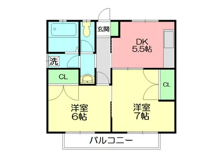 第1メゾンサンシャイン(2DK/2階)の間取り写真