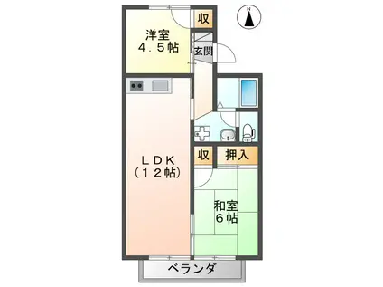 セジュール高貴(2LDK/2階)の間取り写真