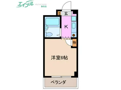 ランプハウス(1K/2階)の間取り写真