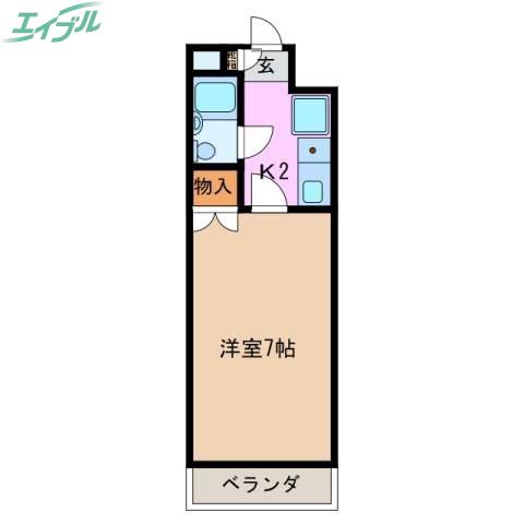 ヴェルジェ東町(1K/3階)の間取り写真