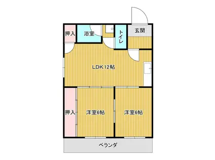 フェリーチェ戸畑(2LDK/3階)の間取り写真