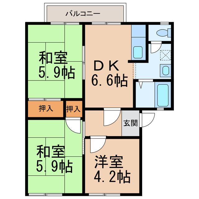 フレグランスロゼ(3DK/2階)の間取り写真