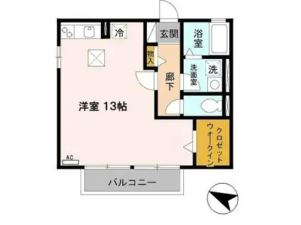 ＪＲ東海道本線 南彦根駅 徒歩14分 2階建 築22年(ワンルーム/1階)の間取り写真