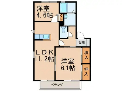 ワイズヴィラ(2LDK/2階)の間取り写真