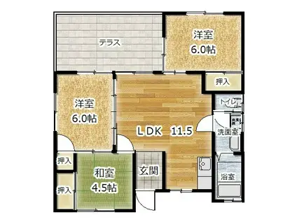 CANIII(3LDK/1階)の間取り写真