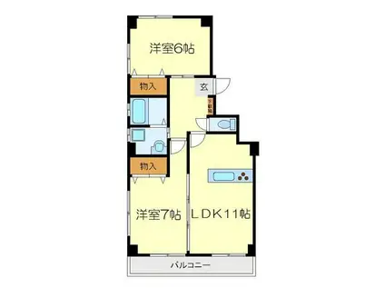 小川ビル(2LDK/3階)の間取り写真