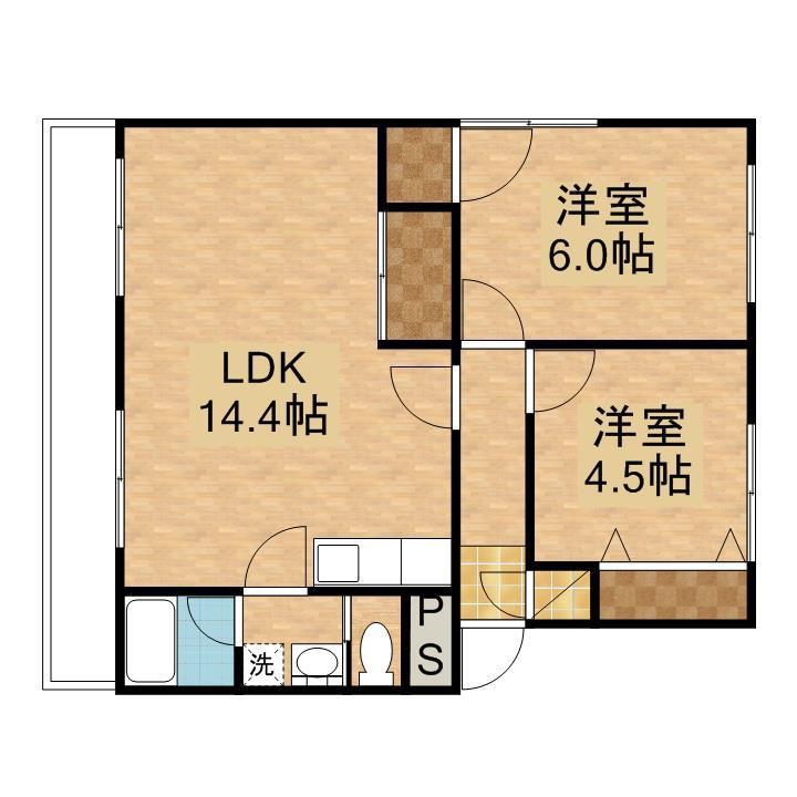 Jメゾン(2LDK/3階)の間取り写真