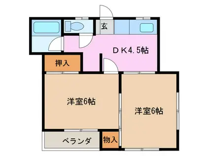 サンビュー波田(2DK/2階)の間取り写真