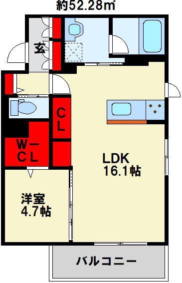 SHAMAISON LA RENAISSANCE(1LDK/1階)の間取り写真