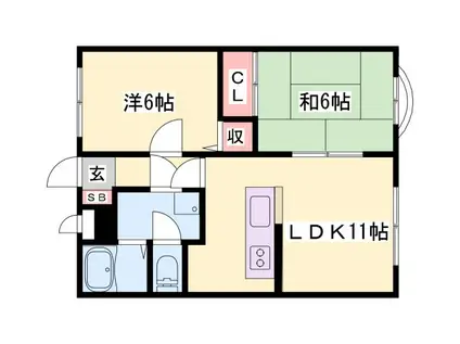 FORTUNA(2LDK/2階)の間取り写真