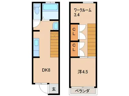 カシェート・モデルヌ(1DK/1階)の間取り写真