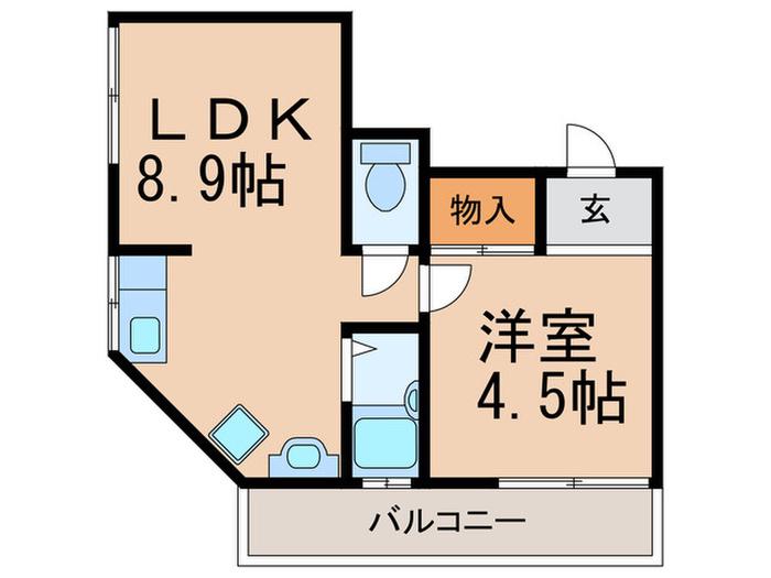 西明石サンライズマンション(1LDK/2階)の間取り写真