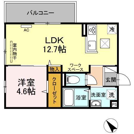 D-ROOM KASUMI(1LDK/1階)の間取り写真