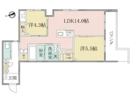 ヘーベルヴィレッジ藤沢1丁目藤沢陣屋小路レジデンス(2LDK/1階)の間取り写真