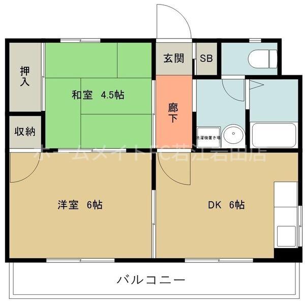 メゾンドール若江北(2DK/2階)の間取り写真