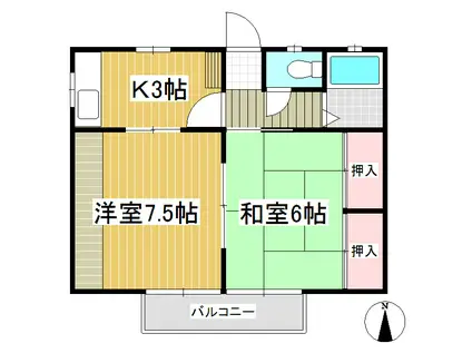 福寿荘1(2K/1階)の間取り写真