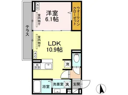 トリシア東口(1LDK/3階)の間取り写真