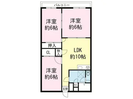 ストークハウス亜紀(3LDK/2階)の間取り写真