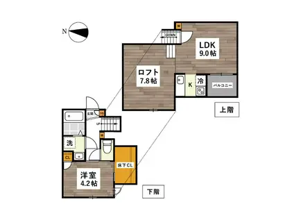 熊本市南区南高江1丁目(1LDK/1階)の間取り写真