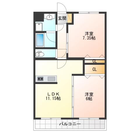 グランメゾン ノス・リオ(2LDK/1階)の間取り写真