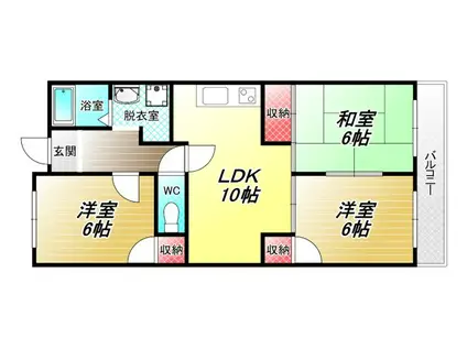 ハイツ南久宝寺(3LDK/4階)の間取り写真
