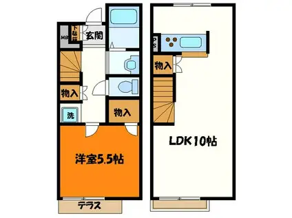 レオネクスト桑の葉(1LDK/1階)の間取り写真
