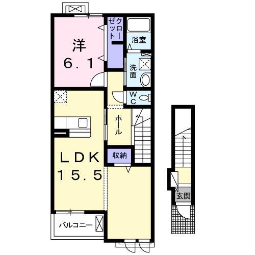 メゾン ド さちB(1LDK/2階)の間取り写真