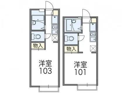 パークサイド(1K/1階)の間取り写真