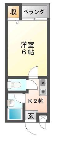 ハイツ宮野裏(1K/2階)の間取り写真