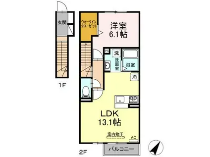 エルフォルク(1LDK/2階)の間取り写真