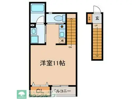 ウィッシュハイツII(ワンルーム/2階)の間取り写真