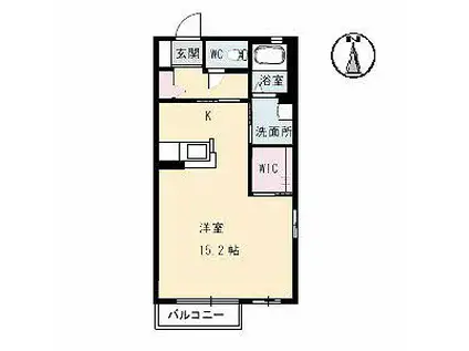 アルトベール青江(ワンルーム/2階)の間取り写真
