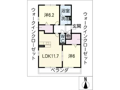 ドルチェ美濃太田(2LDK/2階)の間取り写真