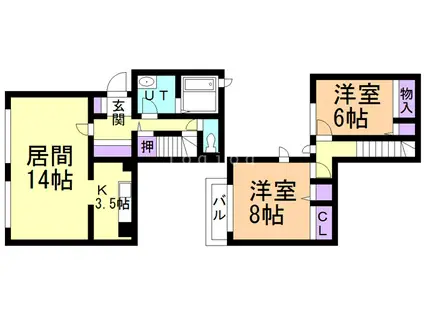 ロイヤルタウンライブラE棟(2LDK/1階)の間取り写真