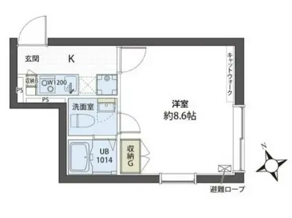 ライフィードクリアル広尾(1K/3階)の間取り写真