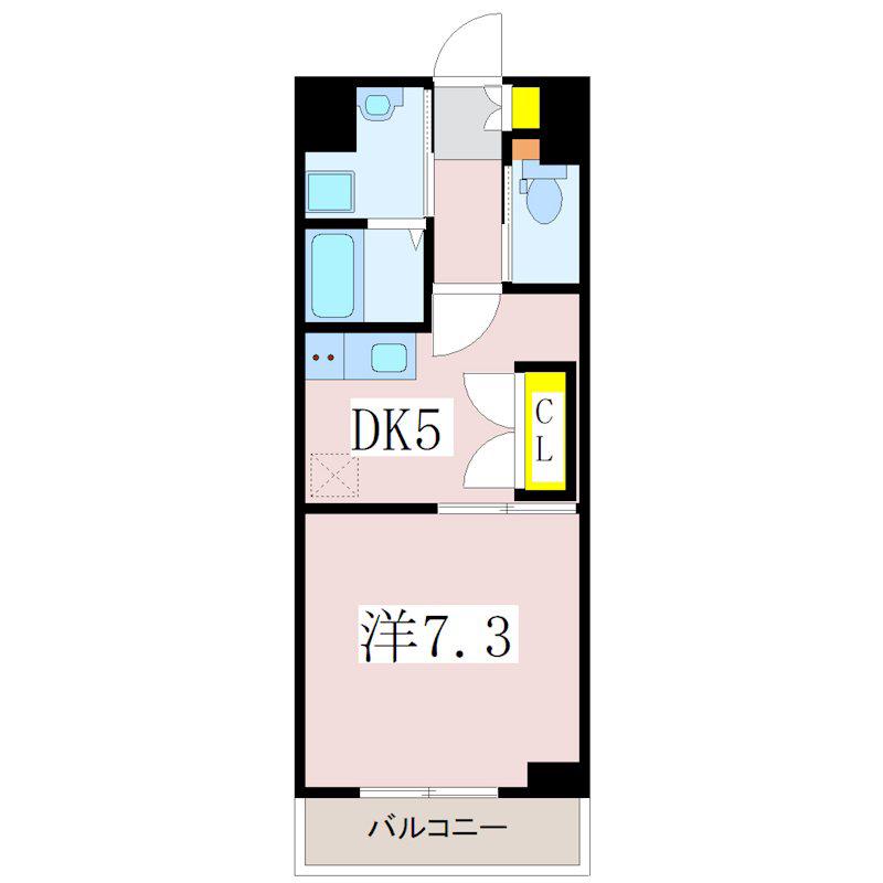 パークサイド加治屋町(1DK/2階)の間取り写真