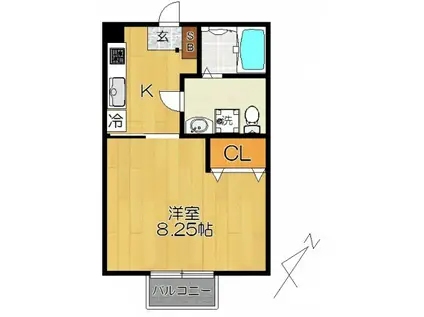 セナリオフォルム松戸新田(1K/1階)の間取り写真