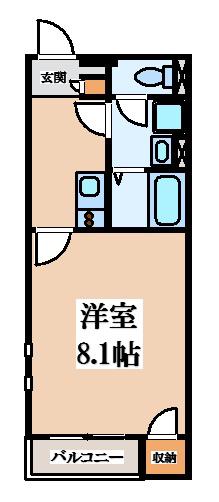 クレイノグランシャリオ(1K/1階)の間取り写真