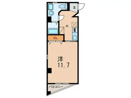 ディアコート苦楽園口(1K/2階)の間取り写真