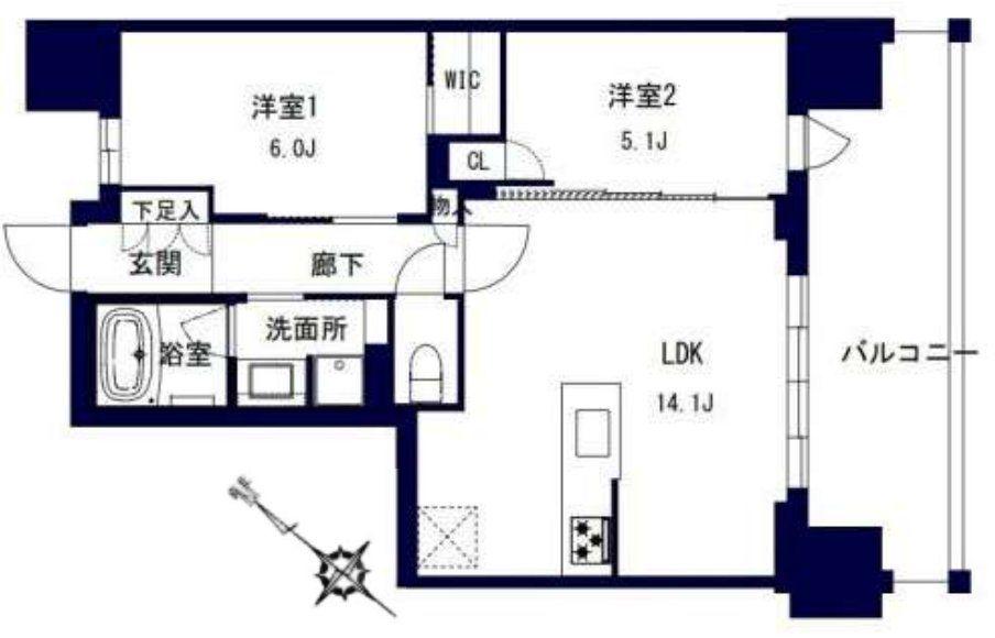 センチュリー千葉みなと(2LDK/11階)の間取り写真