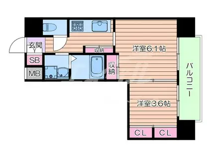 スプランディッド江坂駅前(2K/14階)の間取り写真