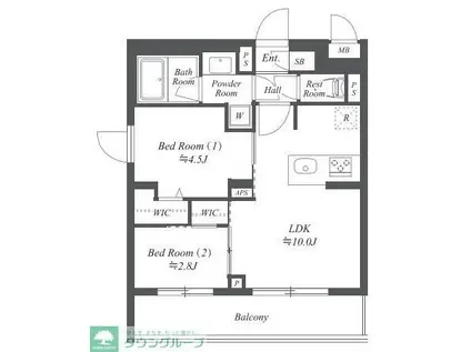 ブランシエスタ用賀(2LDK/2階)の間取り写真