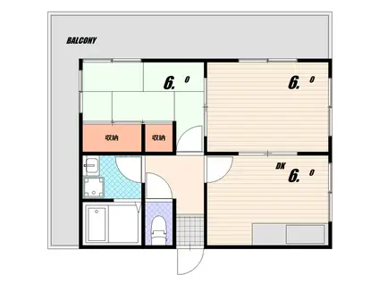 メゾン グランシャリオ(2DK/1階)の間取り写真