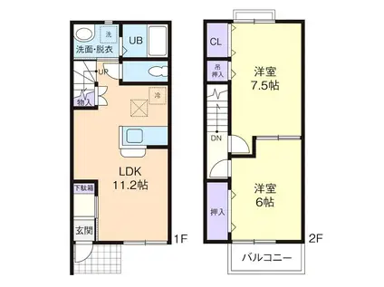HEIM ZELKOVA(2LDK/1階)の間取り写真