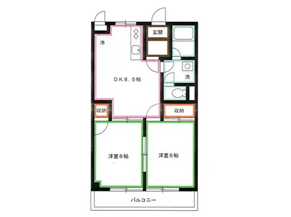 ライムかいぬま(2LDK/5階)の間取り写真