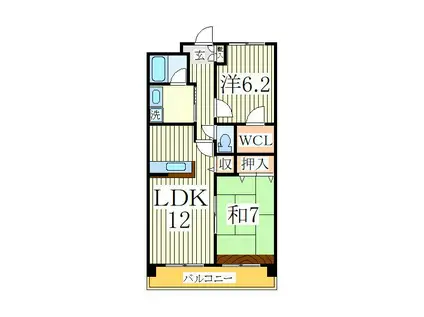 フォンテーヌ21(2LDK/2階)の間取り写真