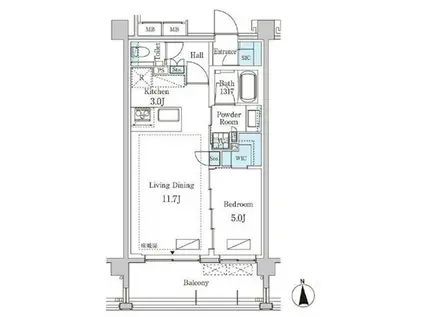 グランドゥールプレミアム代々木大山(1LDK/3階)の間取り写真