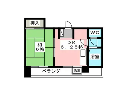 第2日の本ビル(1DK/2階)の間取り写真