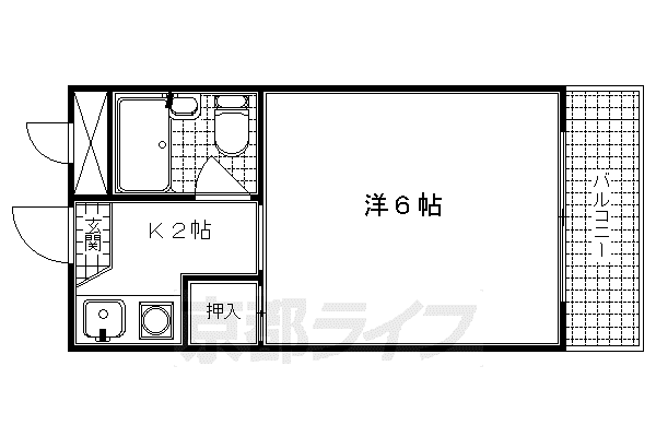 セブンハイツ(1K/4階)の間取り写真