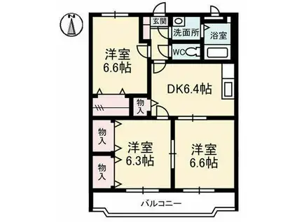 ペーシュメイ(3DK/1階)の間取り写真